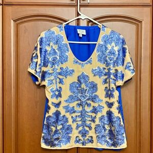 Tracy Reese Target Blue and Gold sequins blouse top